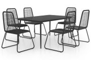 7 Piece Garden Dining Set PVC Rattan Black