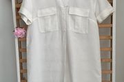 dress bnwt H&amp;M white linen dress oversized uk 6 fit 8/10 shirt dress