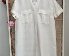 dress bnwt H&M white linen dress oversized uk 6 fit 8/10 shirt dress