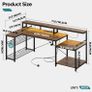 181CM L Shaped Corner Desk with Power Outlets LED Lights Gaming Desk Image 8