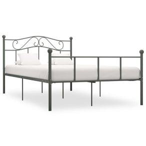 Bed Frame Grey Metal 160x200 cm