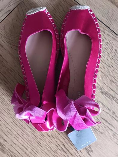 Zara Fusia Pink Satin Espadrille Flats