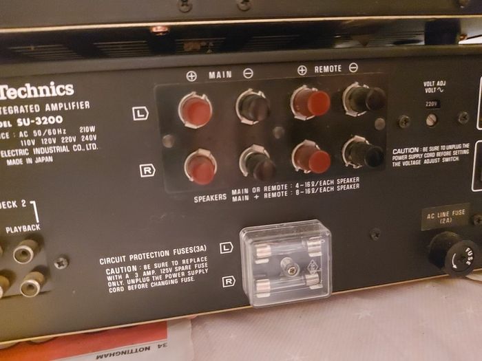 Technics FM-AM Stereo Tuner Model ST-3200, Technics Model No. RS-M205, Technics Stereo integrated Amplifier Model SU-3200, 3 parts of a Technics Music System, No phonograph or Speakers