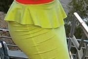 Light yellow - green  ruffle Skirt, size 8