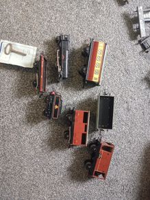 vintage train set. 1950 Hornby with extra tracks.