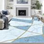 Machine Washable Rug, Non-Slip Low Pile Bedroom Rugs with Marble Pattern, Soft Area Rugs for Lounge & Dining Room, Blue & White, 160x230 cm Image 2