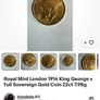 King George V Sovereign 1914 22k / CT gold coin Image 6
