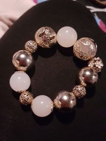Baby pink and gold chunky bracelet