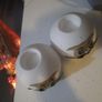 white glass Christmas t light holders Image 2