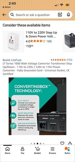 LiteFuze LT1000 1000W StepUp StepDown Voltage Transformer