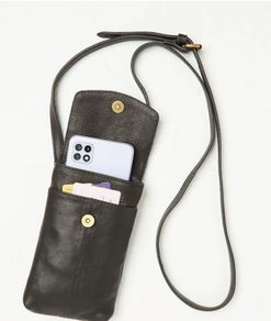 Bronte Black Bee Fatface leather phone bag