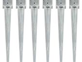 Ground Spikes 6 pcs Silver 9x9x75 cm Galvanised Steel