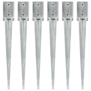 Ground Spikes 6 pcs Silver 9x9x75 cm Galvanised Steel