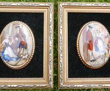 Vintage Countess Fine Bone China with Black Velvet Wall Decor Set of 2