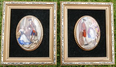 Vintage Countess Fine Bone China with Black Velvet Wall Decor Set of 2