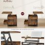Height-Adjustable Living Room Table Coffee Table with Drawers Open Compartment 50 x 100 cm Vintage Brown Ink Black Image 5