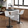 _Set of 2 Bar Chairs, High Stools, Kitchen Seat, Adjustable Height, with Backrest and Padded Seat, Metal Footrest, PU Padded Surface, Load 120 kg, Gray Image 2