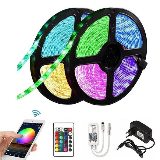 5m RGB Flexible Led Strip Lights 24 Key Remote 12V Power Supply Full Kit Set