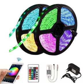 5m RGB Flexible Led Strip Lights 24 Key Remote 12V Power Supply Full Kit Set