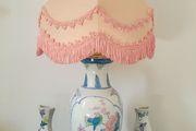 Vintage set of ceramic lamp &amp; pair of wall vases