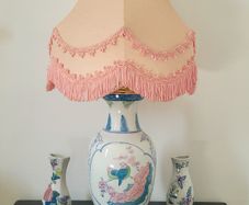 Vintage set of ceramic lamp & pair of wall vases