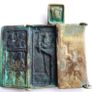 Antique Russian Orthodox Bronze Triptych Icon Image 8