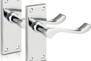NEW SALE |  Chrome Elegance Range Polished Chrome Victorian Scroll Lever Latch Handles, Polished Chrome Backplate Door Handles, Contemporary Design for Internal Wooden Doors