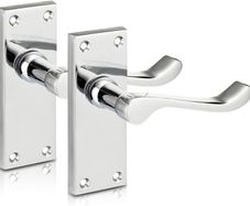 NEW SALE |  Chrome Elegance Range Polished Chrome Victorian Scroll Lever Latch Handles, Polished Chrome Backplate Door Handles, Contemporary Design for Internal Wooden Doors