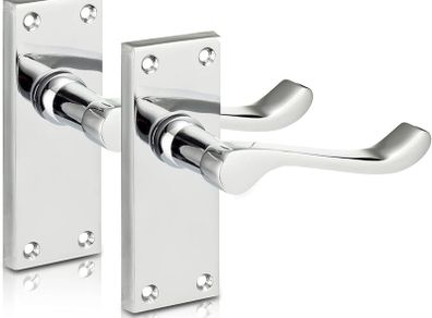 NEW SALE |  Chrome Elegance Range Polished Chrome Victorian Scroll Lever Latch Handles, Polished Chrome Backplate Door Handles, Contemporary Design for Internal Wooden Doors
