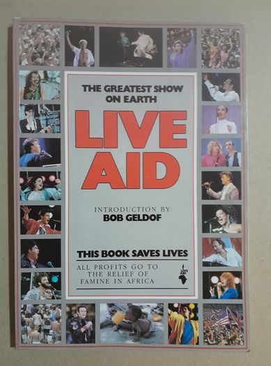 Live Aid book signed by Bob Geldof with proof