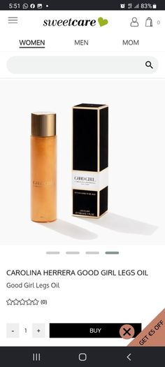caroline herrara good girl shimmer leg oil