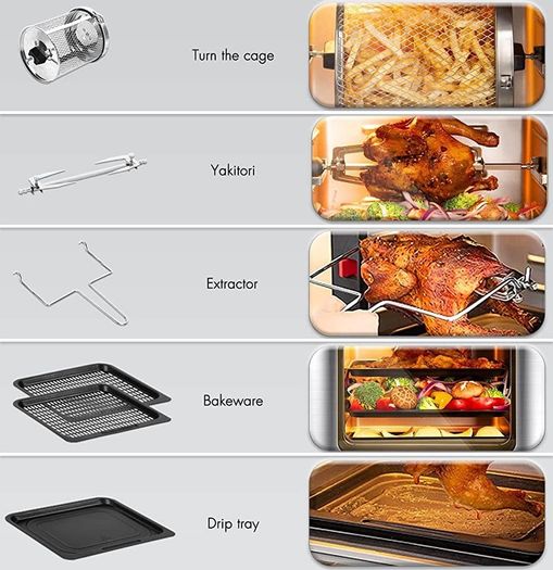 Air Fryer Oven, Uten 10L Digital Air Fryers Oven, Smart Tabletop Oven with 12 Preset Menus, LED Touch Screen Temperature and Control for Baking with Recipe (FREE POSTAGE)