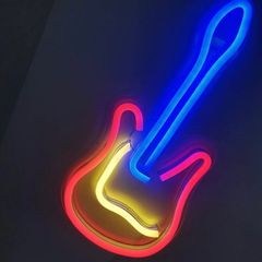Neon Light Sign LED Guitar Night Lights USB Operated Decorative Marquee Sign Bar Pub Store Club Garage Home Party Decor (FREE POSTAGE)