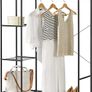 Coat Stand 150 x 110 x 40 cm Clothes Rack with 6 Shelves Black Image 3