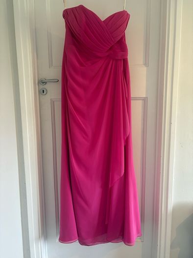 Pink long strapless dress