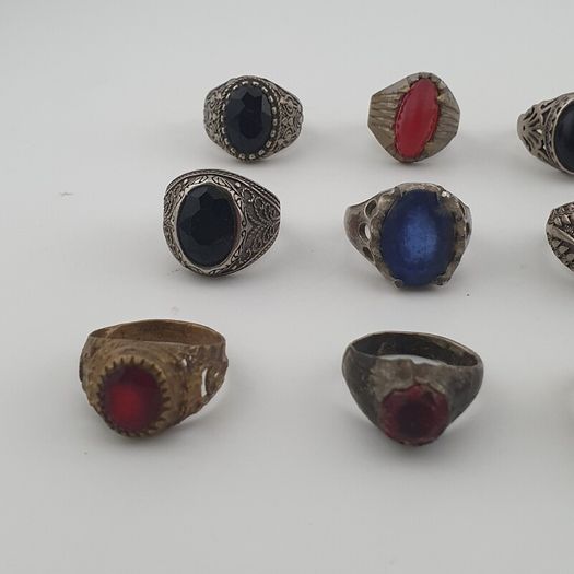 Old World Antique Mixed Brass Artisan Lot of 15 Rings