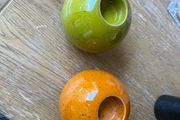 Green and orange tea light holder