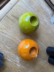Green and orange tea light holder
