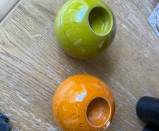 Green and orange tea light holder