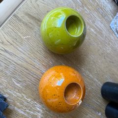 Green and orange tea light holder