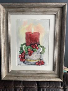 Watercolour candle painting