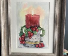Watercolour candle painting