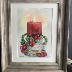 Watercolour candle painting