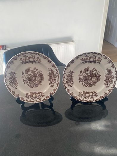 Pair of 9 inch fruit basket plates by masons