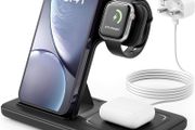 Wireless Charger, 3 in 1 Charging Station, 15W Qi Fast Foldable Magnetic Stand Dock for iPhone 15 14 13 12 11 Pro Max XS XR X 8 Plus, Apple Watch 9 8 7 6 5 4 3 2 SE, AirPods 3 2 Pro(With Adapter)