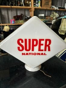 Original Glass Super National Petrol Pump Globe