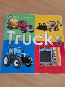 Slide and Find children's book of Trucks