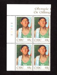 2006 Ireland 50th Anniversary of Ronnie Delany's Gold Medal Stamp Plate Block 1A1A1A1A1A Mint Never Hinged (MNH)