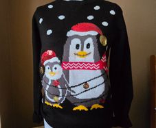 Christmas jumper with cute penguins - UK 6