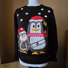 Christmas jumper with cute penguins - UK 6